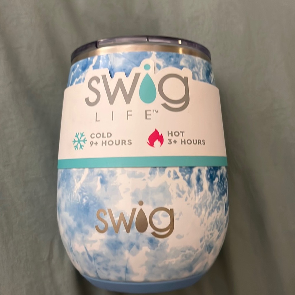 Swig life blue marbled 14oz stainless steel insulated stemless cup